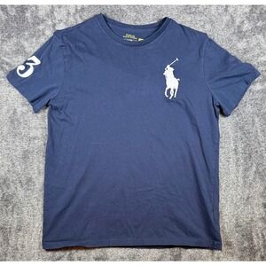 Polo Ralph Lauren Mens Big Pony T-Shirt Navy Blue Short Sleeve Size M 3 Patch